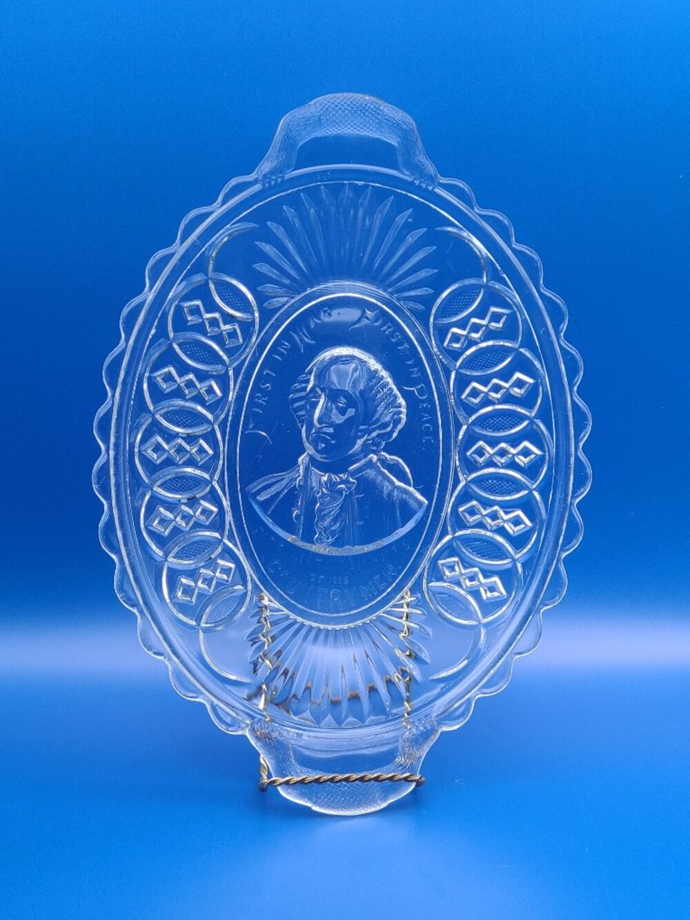 Antique EAPG Gillinder Centennial Bread Plate George Washington 12"